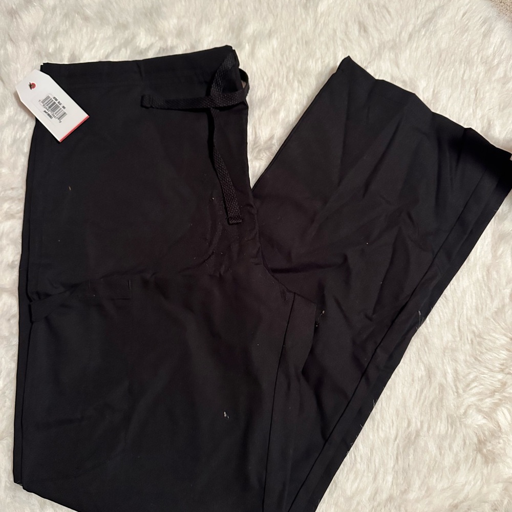 Black Red Panda Scrub Pants